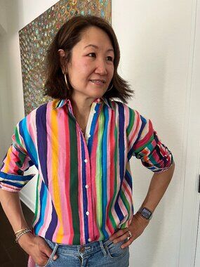 Vilagallo Raya Woven Multi Stripe Shirt – Colorful & Sophisticated+